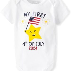 The Children's Place Unisex Baby Holidays Short Sleeve Graphic Bodysuits, My First 4th of July-2024