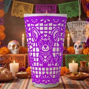 Vela conmemorativa personalizada para mascotas – Diseños del Día de Muertos