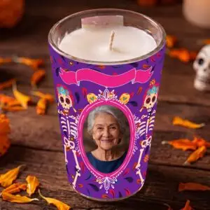 Personalized Día de Muertos Photo Memorial Candle – 10 Designs