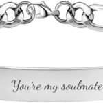 Silver tone engraved ID bracelet