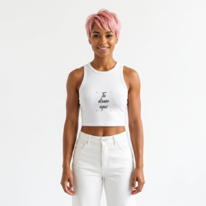 Women's micro rib racer tank top