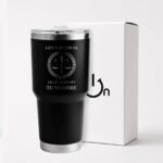 Matte black lawyer tumbler engraved with the scales of justice