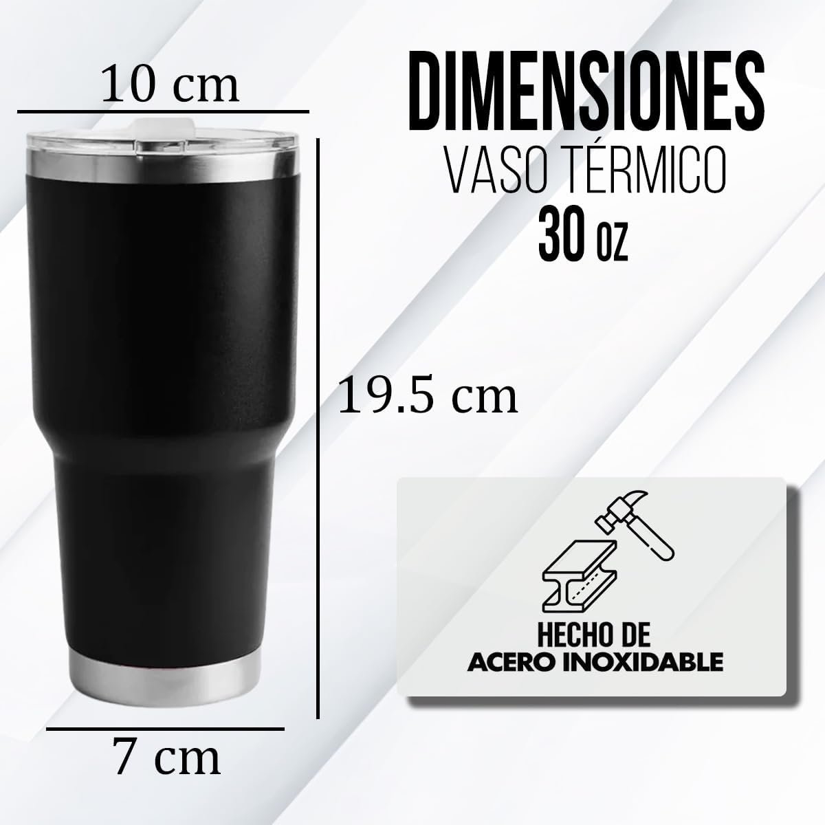 Tumbler dimensions: 30 oz, 19.5 cm tall