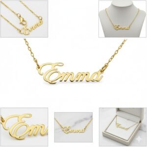 Handmade Name Necklace – Personalized Script Pendant with Artisan Chain