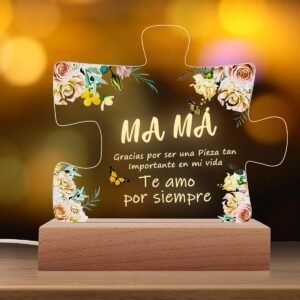 Acrylic LED Night Light – Puzzle-Shaped Keepsake Gift for Mom or Dad