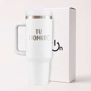 Personalized Insulated Tumbler with Handle – 40 oz Laser-Engraved Stainless Steel