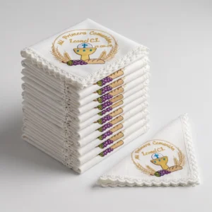 Servilletas bordadas para primera comunión personalizadas — paquete de 12