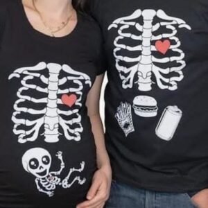 Matching Skeleton Couple Halloween T-Shirts – Set of 2