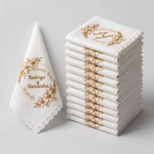 Servilletas bordadas para boda personalizadas — paquete de 12