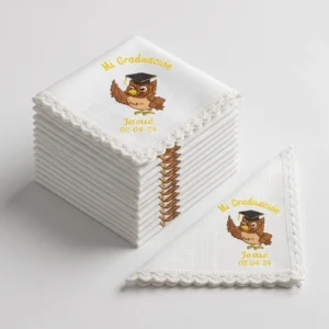 Servilletas bordadas para graduación personalizadas — paquete de 12